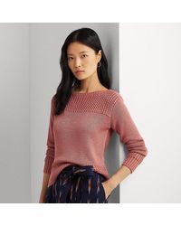 Lauren by Ralph Lauren - Ralph Lauren Cotton-blend Boatneck Sweater - Lyst