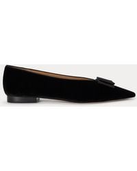 Ralph Lauren - Audri Bow-Trim Velvet Ballet Flat - Lyst