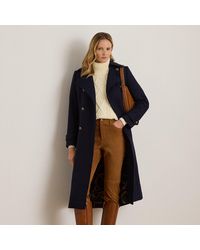 Ralph Lauren - Manteau Croisé En Sergé De Laine Mélangée - Lyst