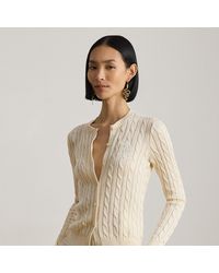 Ralph Lauren - Cable-Knit Cotton-Blend Cardigan - Lyst