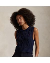 Polo Ralph Lauren - Cable-Knit Cotton Cropped Vest - Lyst
