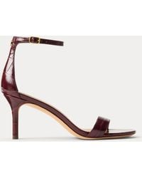 Ralph Lauren - Allie Mid-Heel Crocodile-Embossed Sandal - Lyst