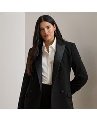 Ralph Lauren - Ralph Lauren Double-Breasted Satin-Trim Crepe Blazer - Lyst