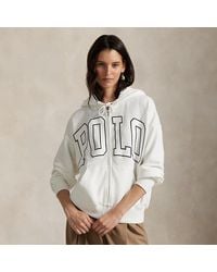 売れ筋商品|||ラルフローレン カットソー トップス レディース Women's Logo Lightweight Fleece Full-Zip Hoodie Sweatshirt Antique White Fleece Full-Zip Hoodie