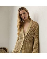Ralph Lauren - Strickjacke Aus Seide Und Wildleder - Lyst