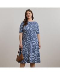 Ralph Lauren - Ralph Lauren Floral Stretch Cotton Midi Dress - Lyst