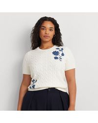 Lauren by Ralph Lauren - Ralph Lauren Floral Cable-knit Short-sleeve Sweater - Lyst