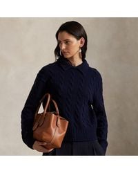 Ralph Lauren - Maglia polo in lana e cashmere a trecce - Lyst