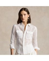Polo Ralph Lauren - Camisa de lino con bordado suizo - Lyst