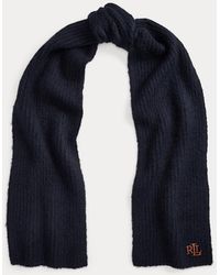 Ralph Lauren - Ralph Lauren Leather-Trim Rib-Knit Scarf - Lyst