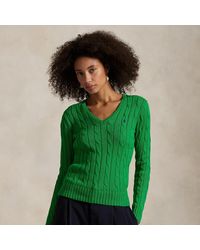 Polo Ralph Lauren - Maglia in cotone a trecce con scollo a V - Lyst