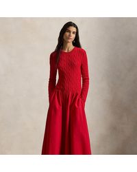 Polo Ralph Lauren - Cable-Knit Bodice Cotton Dress - Lyst