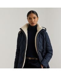 Ralph Lauren - Faux Leather-Trim Diamond-Quilted Jacket - Lyst