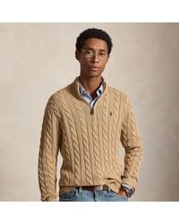 Polo Ralph Lauren - Cable-Knit Cotton Quarter-Zip Sweater - Lyst