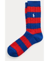 Polo Ralph Lauren - Rugby-stripe Cable-knit Crew Socks - Lyst
