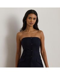 Ralph Lauren - Bustino in twill di misto lana gessato - Lyst