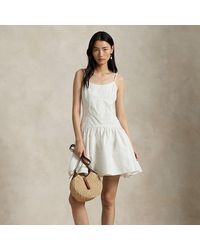 Polo Ralph Lauren - Baumwollkleid Mit Lochstickerei - Lyst