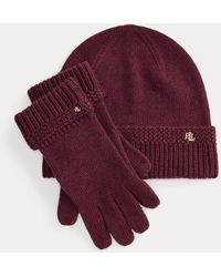 Ralph Lauren - Ensemble Bonnet Et Gants En Maille Chevalée - Lyst