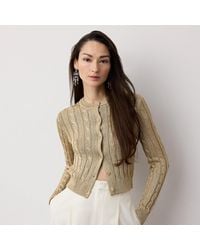 Ralph Lauren - Cable-Knit Silk Cropped Cardigan - Lyst