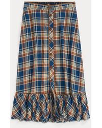RRL - Indigo Plaid Cotton-linen Skirt - Lyst