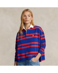 Ralph Lauren - Striped Cropped Jersey Rugby Shirt - Lyst