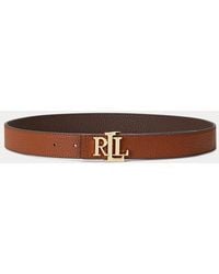 Lauren by Ralph Lauren - Logo Reversible Pebbled Leather Belt - Lyst