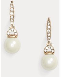 Ralph Lauren - Tone Faux-Pearl Drop Earrings - Lyst