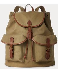 Polo Ralph Lauren Leather-Trimmed Canvas Backpack - Braun