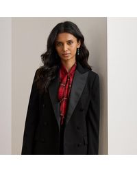 Ralph Lauren - Ralph Lauren Double-Breasted Satin-Trim Crepe Blazer - Lyst