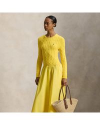 Polo Ralph Lauren - Cable-Knit Bodice Cotton Dress - Lyst