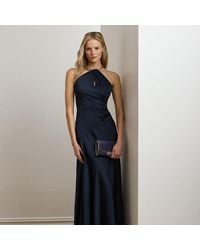 Ralph Lauren - Ralph Lauren Satin Charmeuse Halter Gown - Lyst