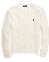 Polo Ralph Lauren Wool Cabled Turtleneck Sweater in Cream (Natural) for ...
