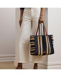 Ralph Lauren - Ralph Lauren Striped Woven Straw Large Wilow Tote Bag - Lyst