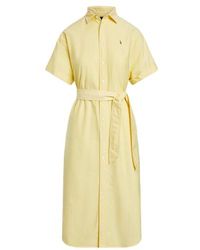 Polo Ralph Lauren - Kurzärmliges Oxford-Hemdkleid mit Gürtel - Lyst