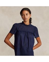Polo Ralph Lauren - Eyelet-embroidered Cotton Top - Lyst