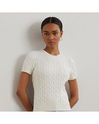 Ralph Lauren - Katoenen Kabeltrui Met Korte Mouwen - Lyst