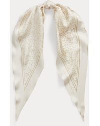 Ralph Lauren - Two-Tone Floral Silk Diamond Scarf - Lyst