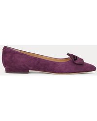 Ralph Lauren - Londyn Bow-trim Suede Ballet Flat - Lyst