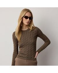 Ralph Lauren - Cable-Knit Silk-Blend Crewneck Jumper - Lyst