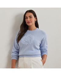 Ralph Lauren - Ralph Lauren Floral-Logo Combed Cotton Sweater - Lyst
