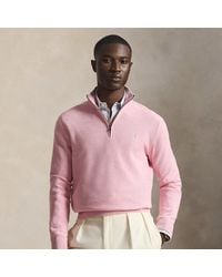 Polo Ralph Lauren - Mesh-Knit Cotton Quarter-Zip Sweater - Lyst