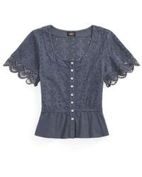 RRL - Top in jersey di cotone e lino ricamato - Lyst