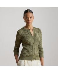 Ralph Lauren - Cable-Knit Cotton-Blend Cardigan - Lyst