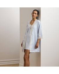Ralph Lauren - Lace-Trim Satin Robe - Lyst