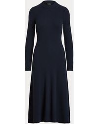 Ralph Lauren Wool-blend Long-sleeve Jumper Dress - Blue