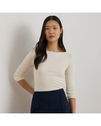 Ralph Lauren - Rib-Knit Cotton-Blend Boatneck Tee - Lyst