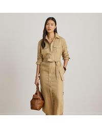 Ralph Lauren - Belted Linen Midi Shirtdress - Lyst
