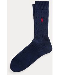 Polo Ralph Lauren - Cable-knit Cotton-blend Crew Socks - Lyst