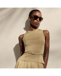 Ralph Lauren - Mouwloze Zijden Top Met Stretch En Riem - Lyst