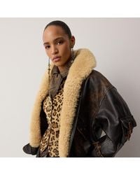 Ralph Lauren - Lianne Shearling & Leather Flight Jacket - Lyst